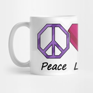 Peace, Love, and Pride design in Non-Binary pride flag colors Mug